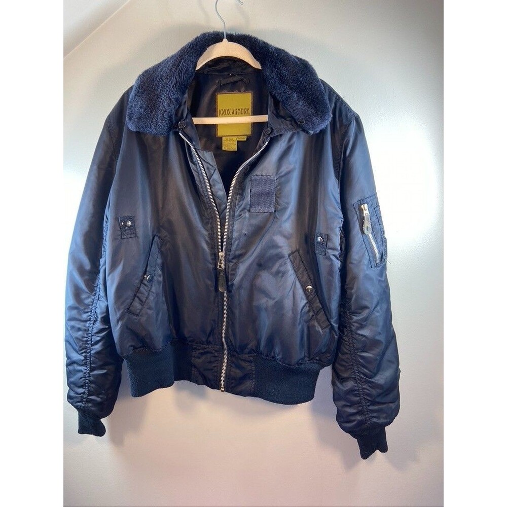 KNOX ARMORY MENS MEDIUM BLUE BOMBER JACKET MILITARY